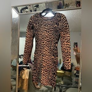 Animal print bandage material fitted dress